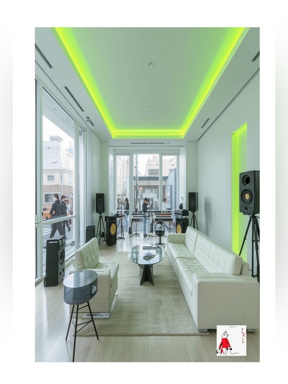 Modern Lime Green Accent Home Art Print - Contemporary Interior Scene